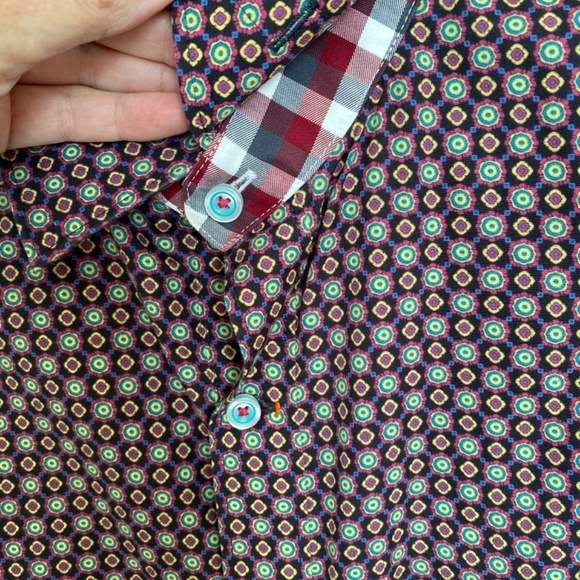 ROBERT Graham Luxury Dress Shirt Pink/Blues/Yellow Pattern Size XL - Picture 5 of 14